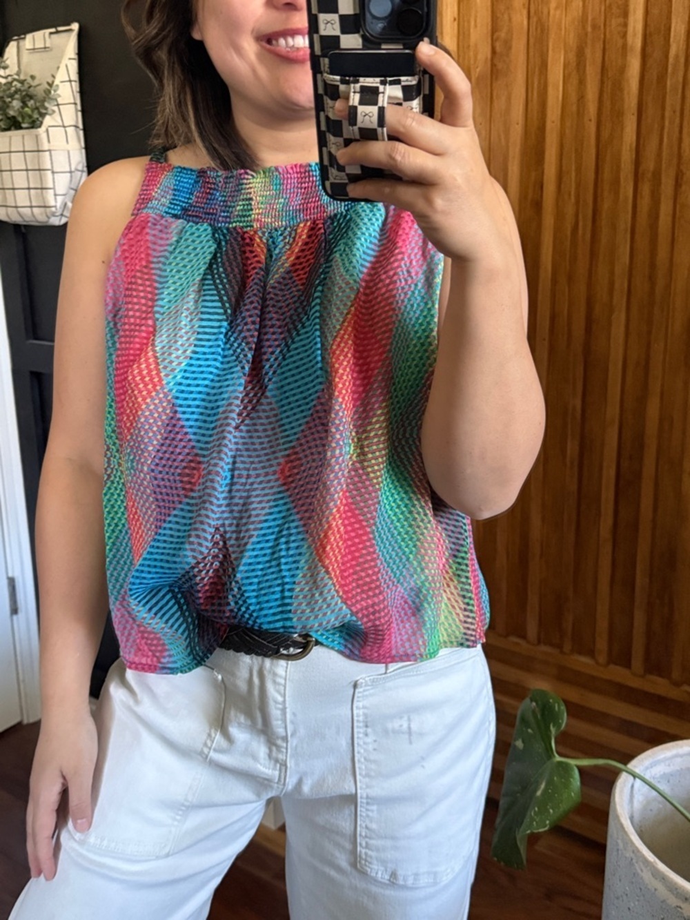 ANTHROPOLOGIE X Condition Apply Tie Back Colorful Flowy Tank. M